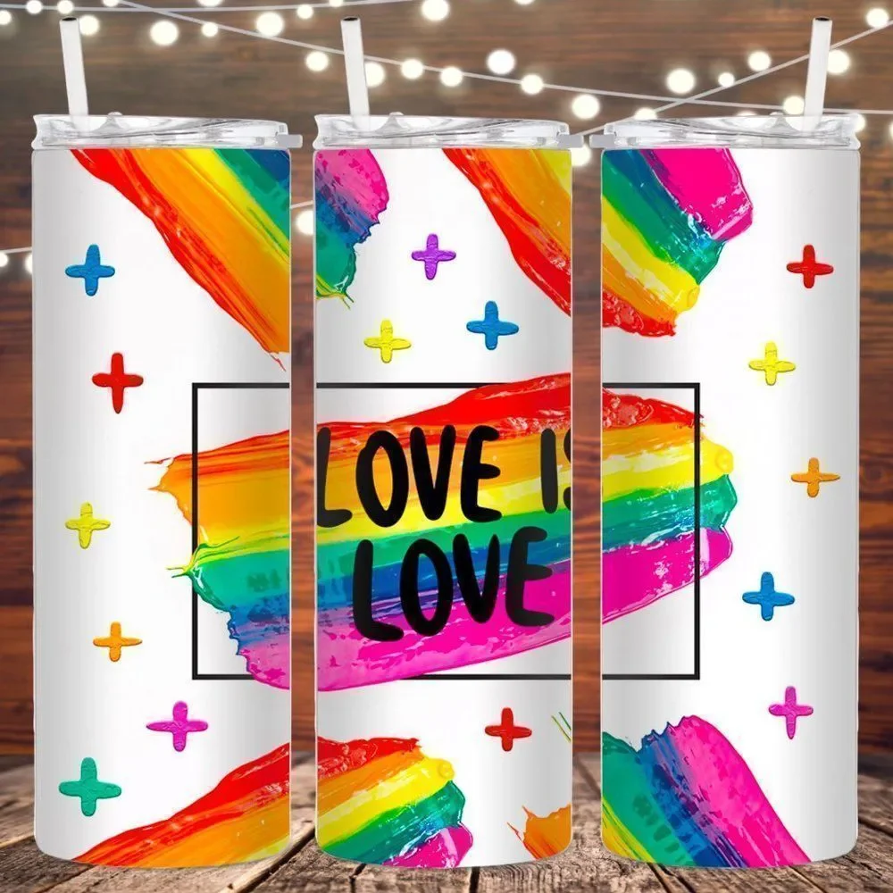 Love is love metal skinny tumbler